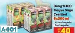 DOOY %100 MEYVE SUYU ÇEŞİTLERİ 6X200 ML